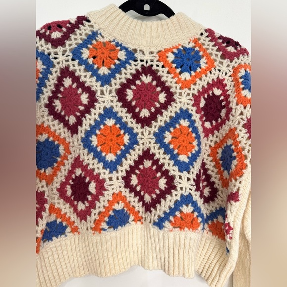 Dreamers by Debut Granny Square Crochet Cottagecore Retro Inspired Crop Sweater - Picture 2 of 6